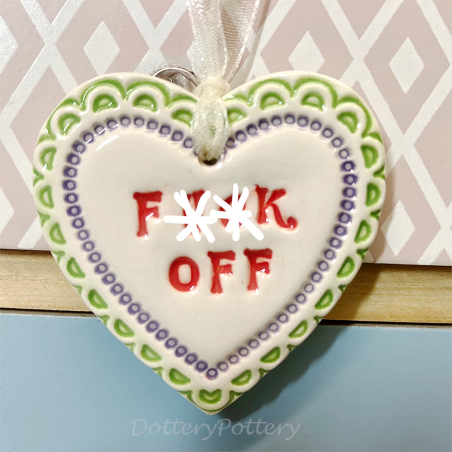 Small Ceramic heart decoration Swear words 