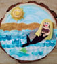 Wooden wall art mermaid and sun - Image 2