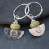 Ulu Earrings , handmade silver and Butter Jade drop earrings