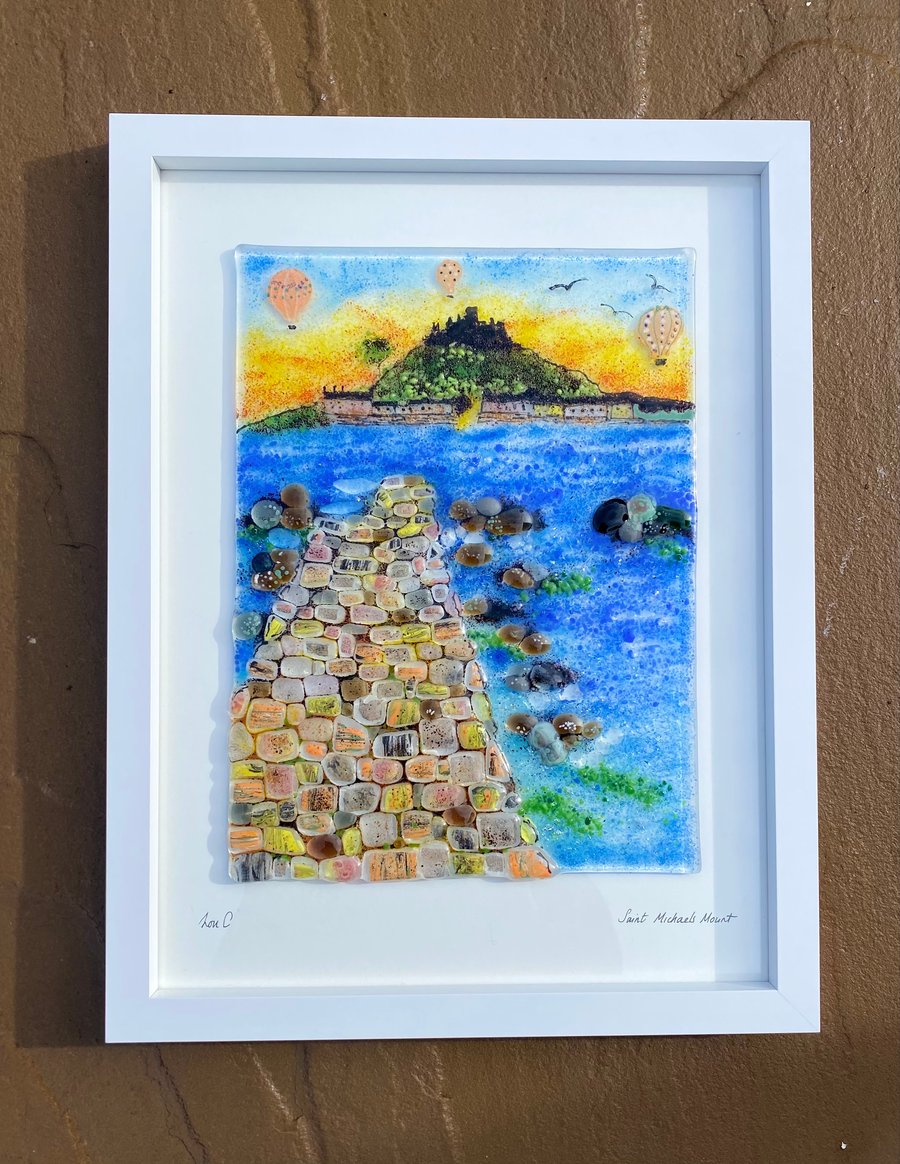 Saint Michaels mount Cornwall fused glass picture