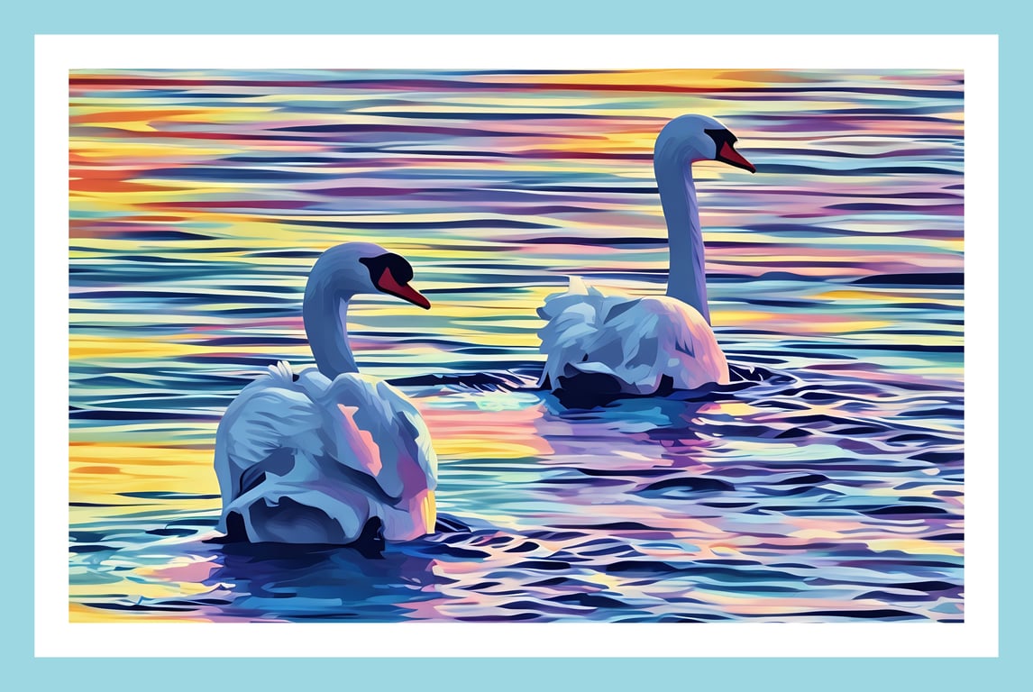 Swans on the Fens Norfolk Greeting Card A5 Size 