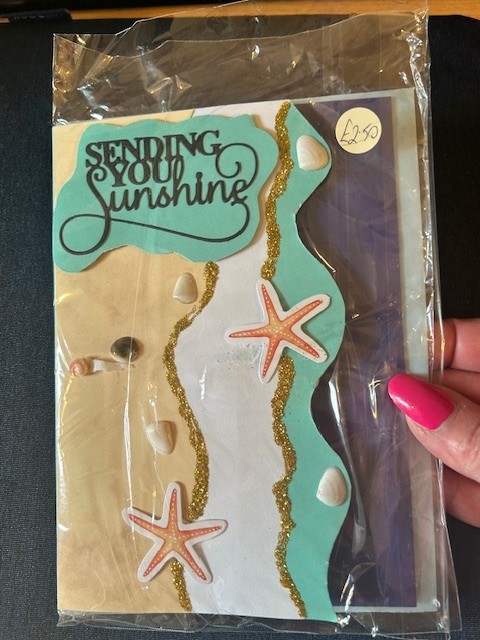 'Sending You Sunshine ' beach-themed handmade greetings card