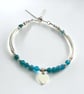 Blue Neon Apatite Gemstone Bracelet with Sterling Silver Heart Charm  - Image 6