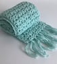 COTTON  and SILK scarf. 'Wayside' . Lightweight , all-seasons. Pale blue. - Image 3