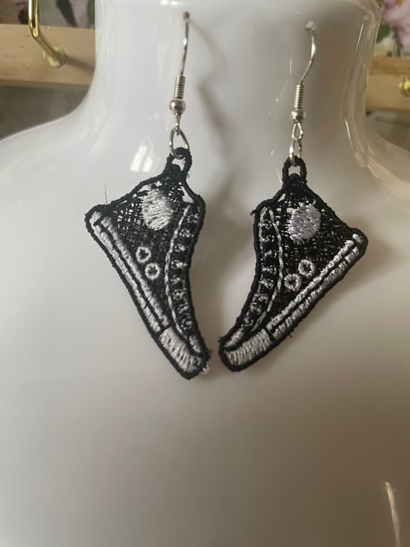 Handmade Free Standing Lace Earrings Hightop trainers 