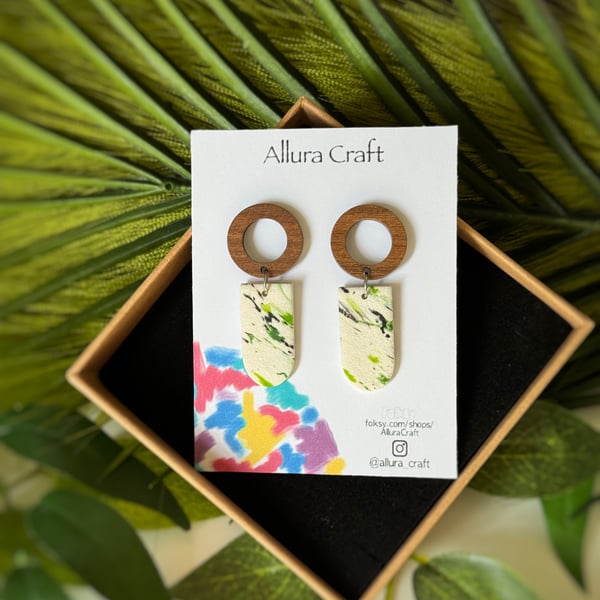 Walnut Hoop and Whisp Arch  Earrings
