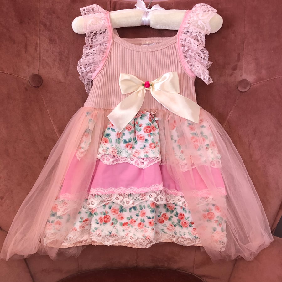 Toddler Floral Dress, 1-2 years Girls Floral Dress, Toddler Handmade Outfit