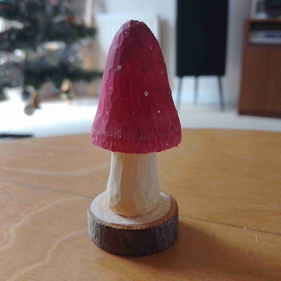 Hand Carved Decorative Wooden Mushroom 