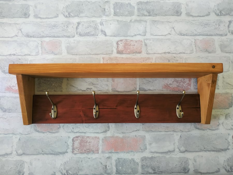 Wooden Coat Rack with Shelf, Handmade Antique P... Folksy