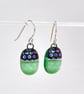 Light Green Spotty Fused Glass Drop Earrings - Image 4