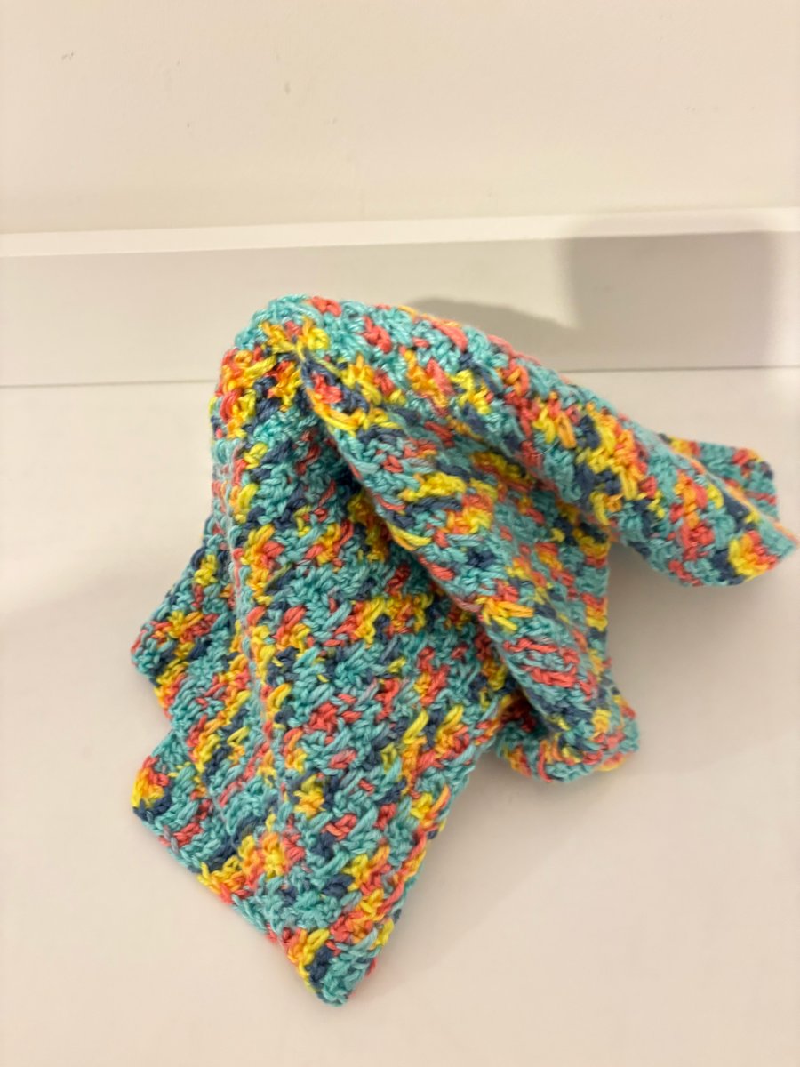 Hand crochet baby blanket. 