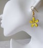 Pretty Yellow Enamel Flower Earrings with gold plated ear-wires - Image 4