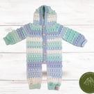 Handmade, Crocheted Pramsuit, All in One 6 to 12 months. Available for dispatch