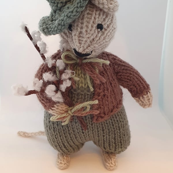 Woody a Hand Knitted Woodland Mouse