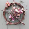 Dried Flower and Foliage Pentagram. Handmade. 18cm Diameter. 