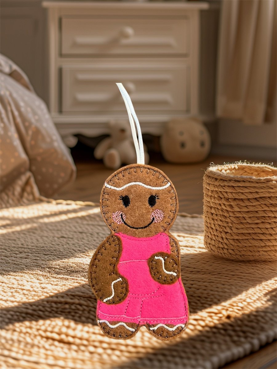 Pregnant Gingerbread lady Embroidered Hanging Keepsake