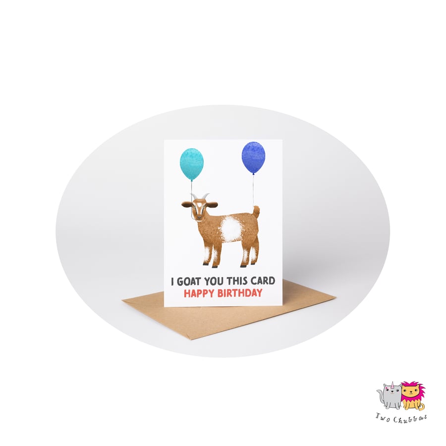 Goat Birthday Card, A6 Birthday Card, Cute Animal Birthday Card