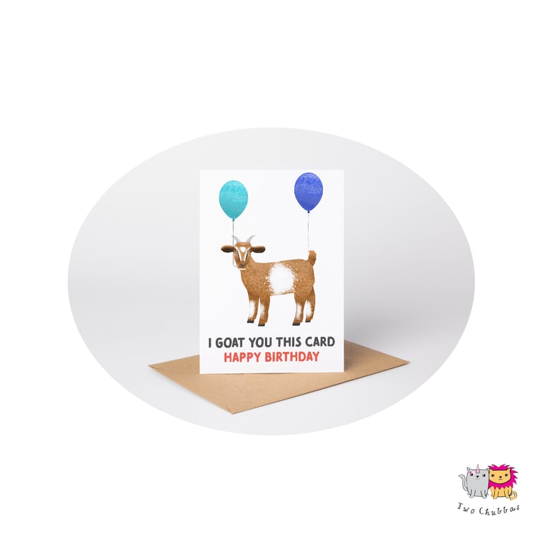 Goat Birthday Card, A6 Birthday Card, Cute Animal Birthday Card