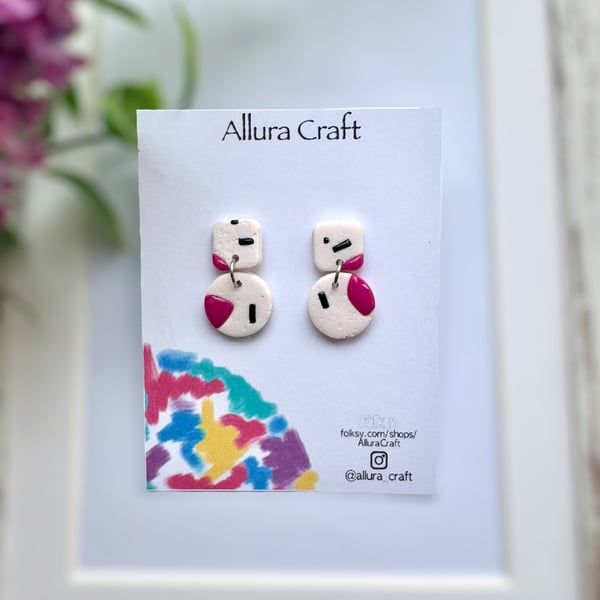 Abstract Square and Circle Combo Earrings 