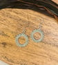 Beadwork hoop earrings in pale green and silver - Image 2