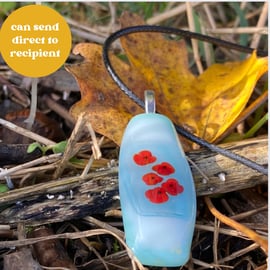 Poppy Fused Glass Bar Pendant