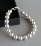 Simple Silver Pearl Bracelet - Light Grey Bride or Bridesmaids Jewellery Gifts