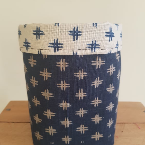 Fabric storage container: natural indigo dyed fabrics