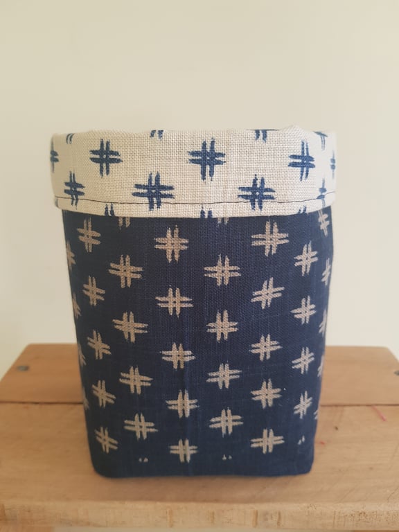 Fabric storage container: natural indigo dyed fabrics