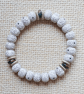 Ladies White Turquoise Elastic Bead Bracelet