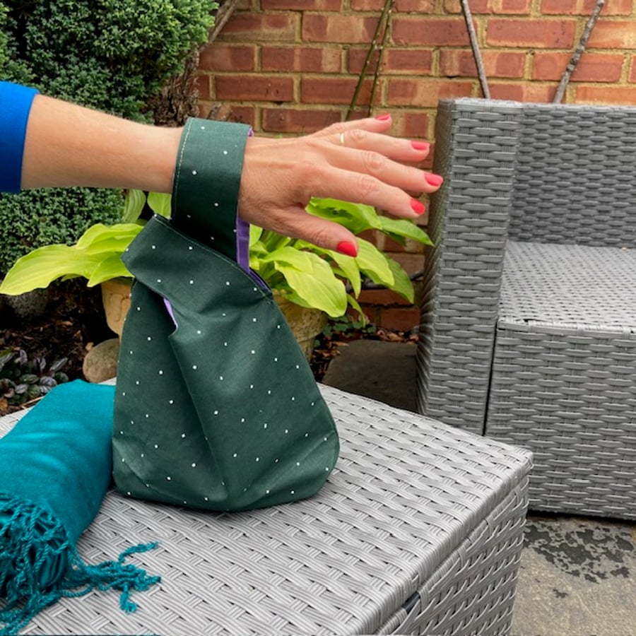 Japanese Knot bag (small) - Peg bag - Project Bag - Evening Bag - Gift Bag