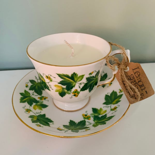 Lemongrass and Ginger Tea Cup Candle with Saucer