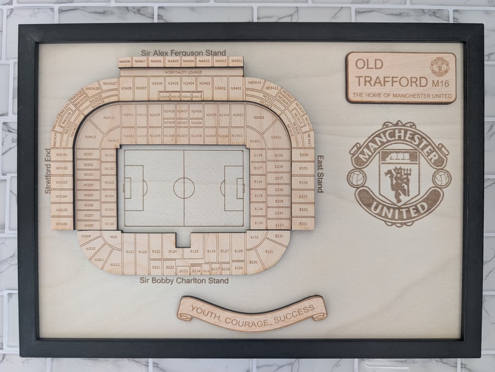 Manchester United Old Trafford laser engraved wall plaque