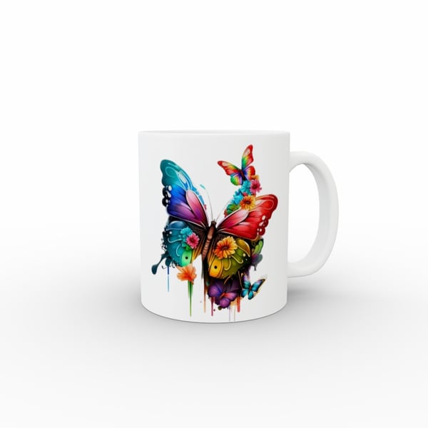 PERSONALISED COFFEE MUG COLOURFUL BUTTERFLY