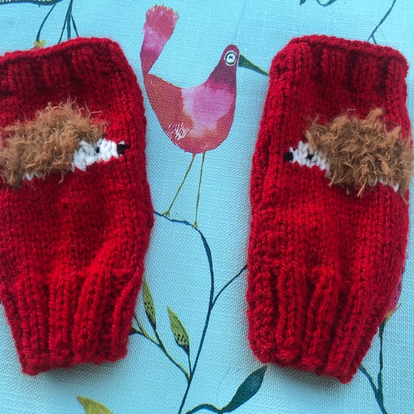 Hand knitted fingerless mittens. Hedgehog hand warmers. Money for cat rescue