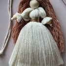 Handmade Macrame Guardian Angel – Boho Cotton & Wood Bead Keepsake