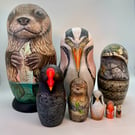 Otter with barbel fish and fenland friends nesting dolls