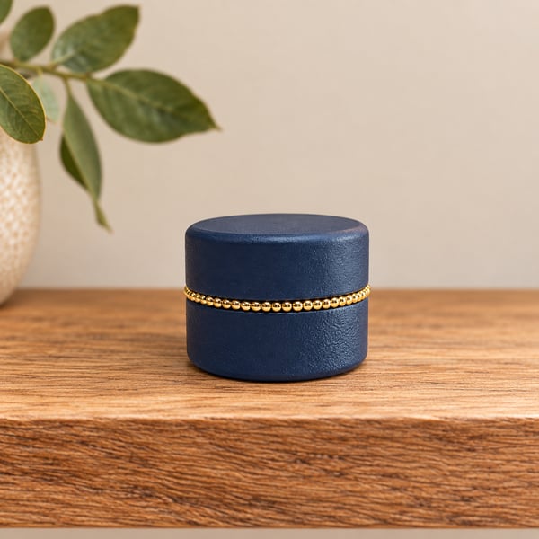 Navy Blue & Gold Beaded Trinket Box