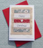 Scandi Happy Christmas hand-stitched card with Liberty Fabric - Image 4