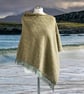 Merino Textured Waves Asymmetric green meange poncho