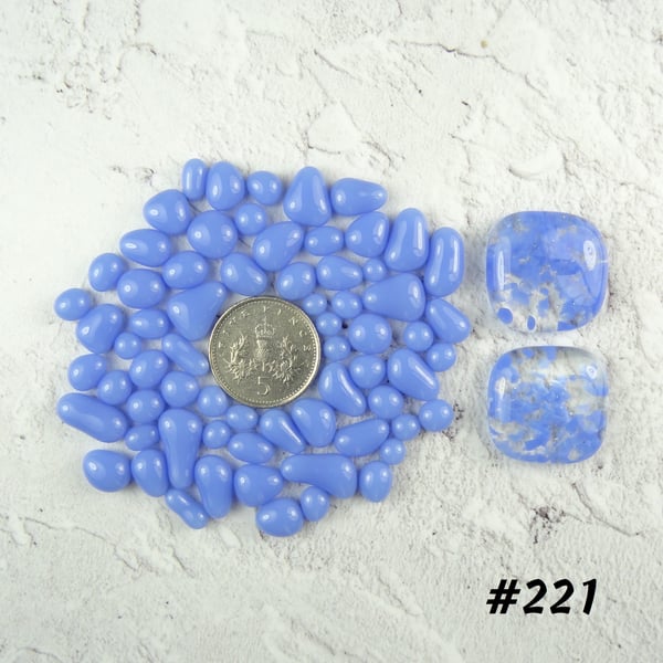25g blue art glass cabochons, for jewellery making, crafting (221)