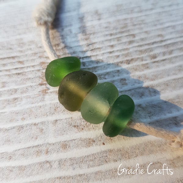 Green Sea Glass Boho Style Friendship Bracelet