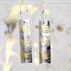 Keum boo earrings, small razor shell, silver and gold, drop, seaside, shells