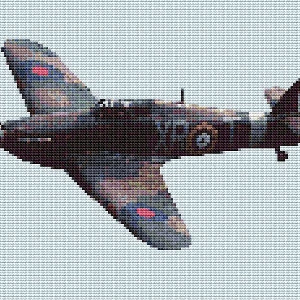 Hurricane XR-T (plane) cross stitch chart (background stitched)