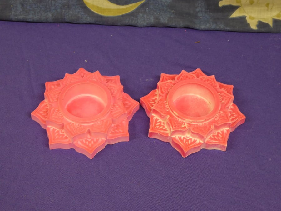Small Lotus Flower Pink Tealight Holder - Handmade Stonecast
