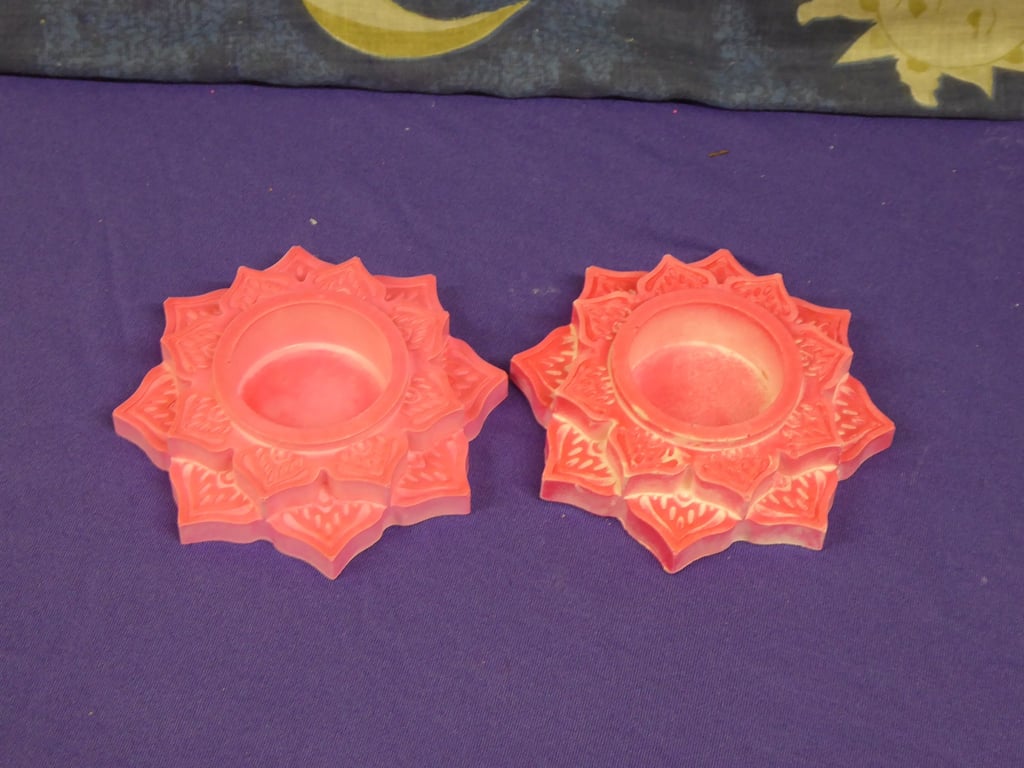 Small Lotus Flower Pink Tealight Holder - Handmade Stonecast