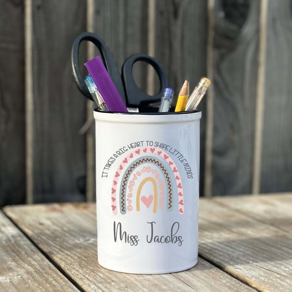 Personalised Teacher Gift, Pen Pot, Teachers stuff, Teaching Assistant, Rainbow 