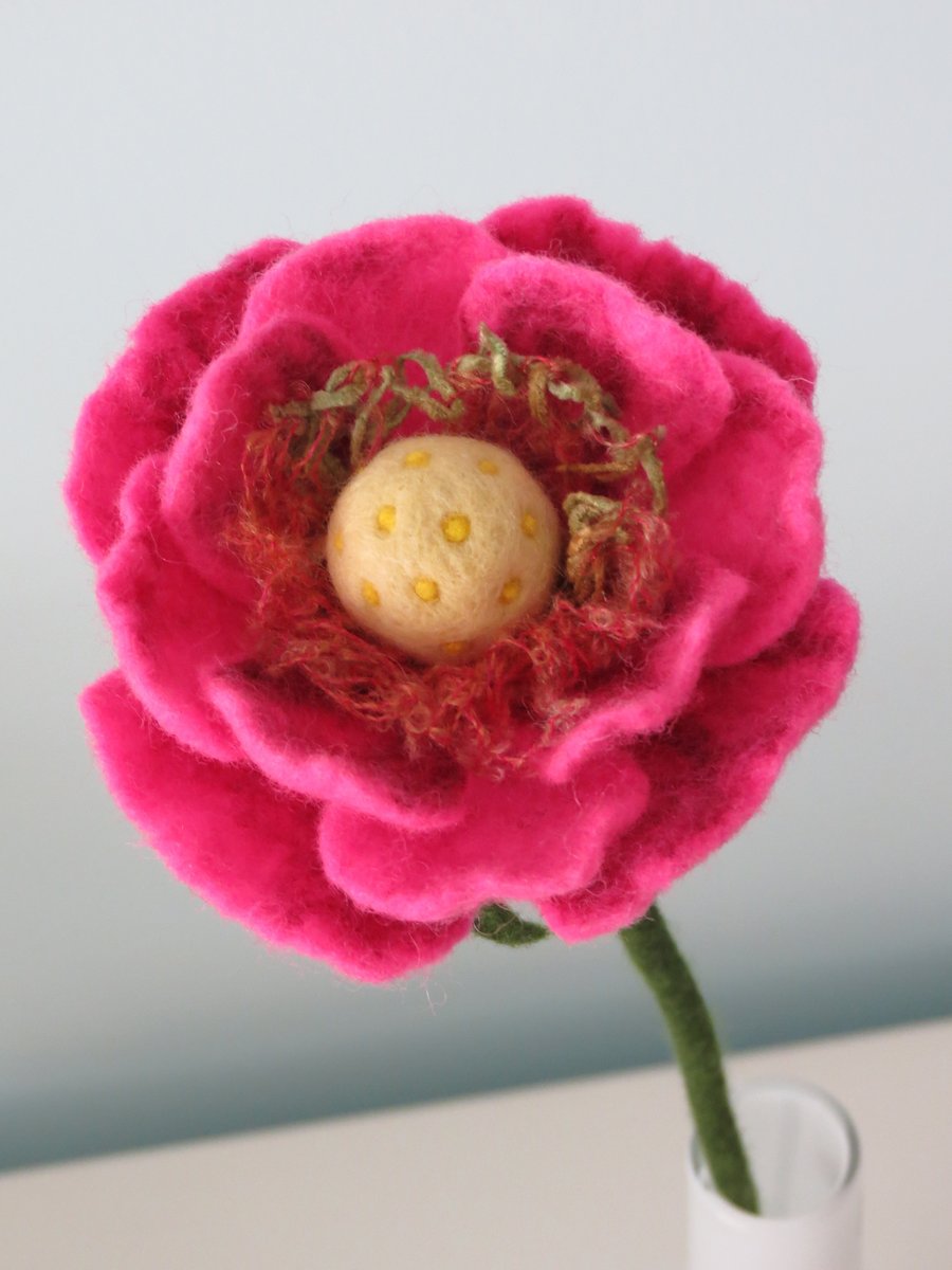 Merino Wool Needle Felted Peony FlowerSingle Stem Folksy