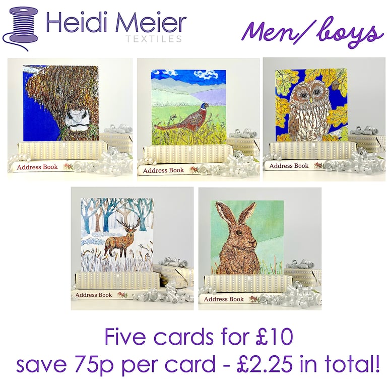 Bundle 5 cards - male theme birthday, anniversary, dad, men, boy, son