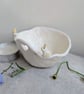 Handmade tealight with 2 tiny bunnies, heart & pawprints. Wedding gift