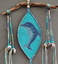 DEVM2503 - Dolphin Totem - 22cm (65cm full length) Blue- Turquoise-natural - Image 1